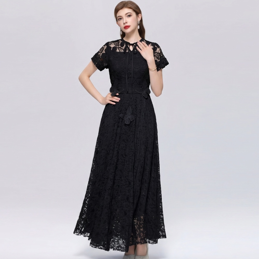 Butterfly decoration long dress embroidery dress
