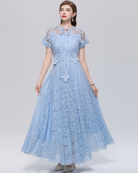 Light luxury butterfly decoration dress irregular long dress