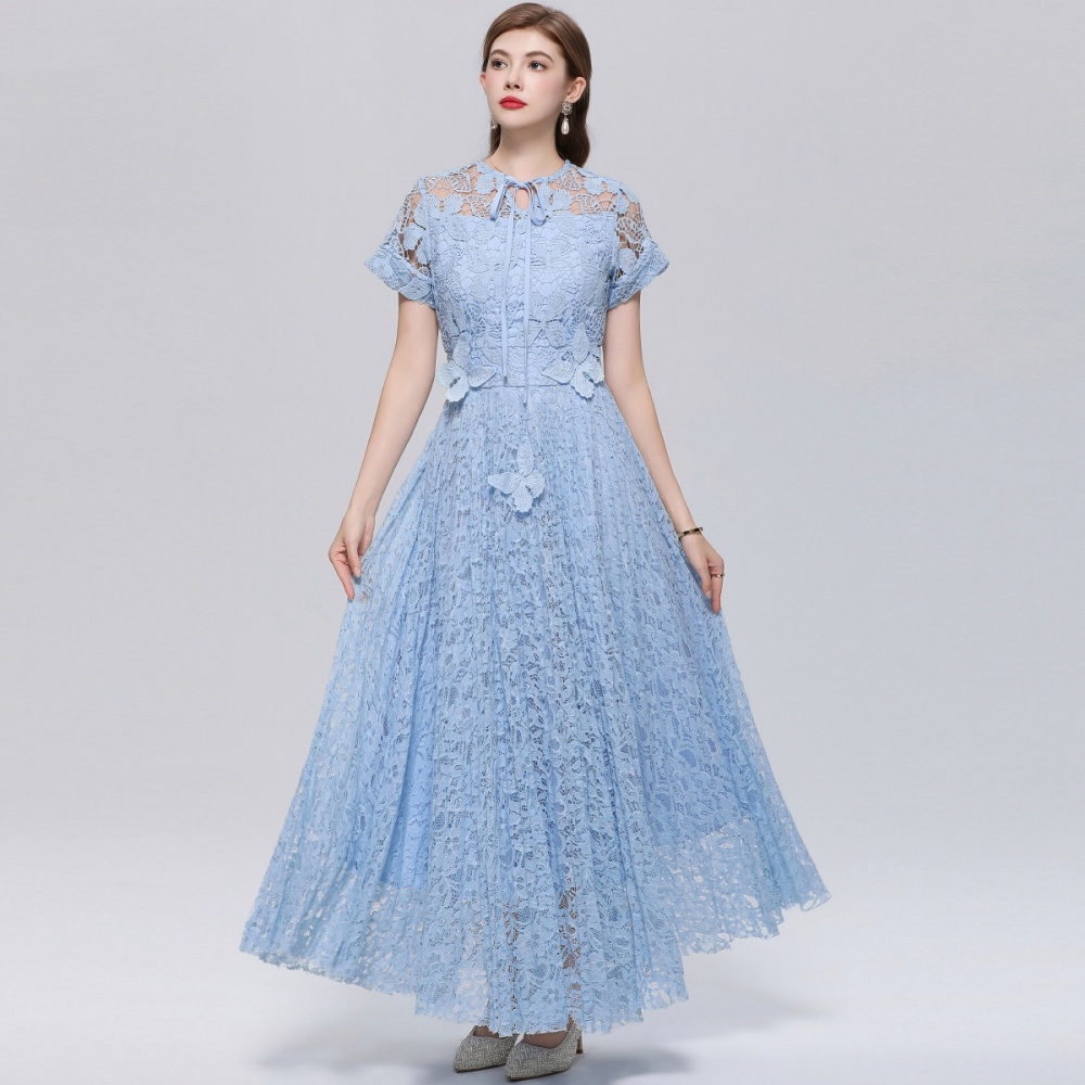Light luxury butterfly decoration dress irregular long dress