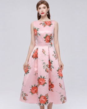 Sleeveless France style A-line clipping dress