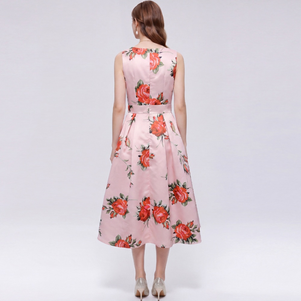 Sleeveless France style A-line clipping dress