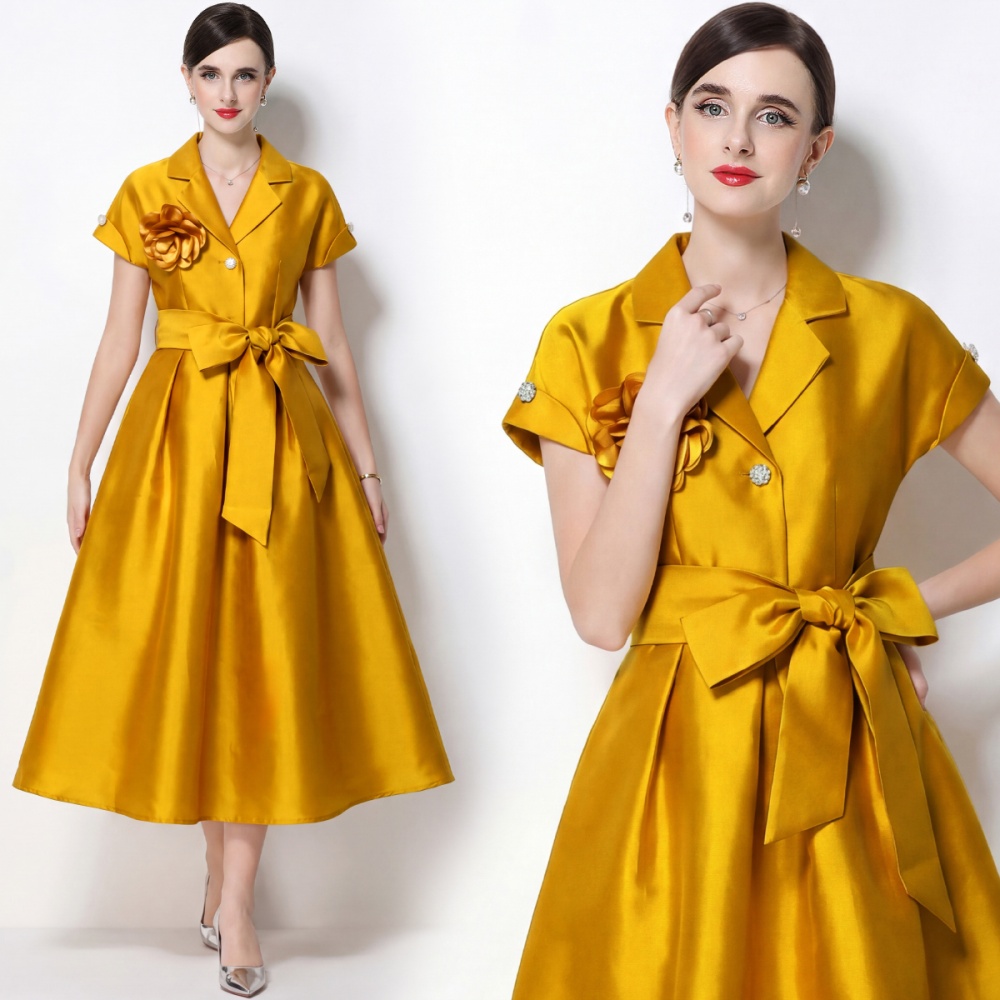Elegant A-line business suit big skirt flowers formal dress