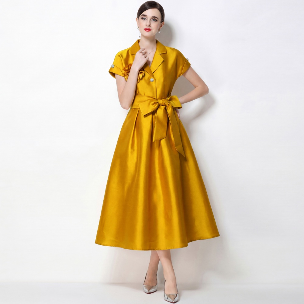 Elegant A-line business suit big skirt flowers formal dress