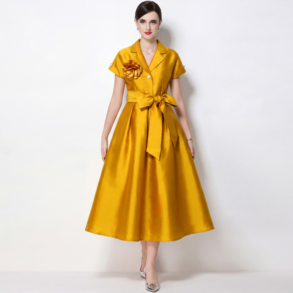 Elegant A-line business suit big skirt flowers formal dress