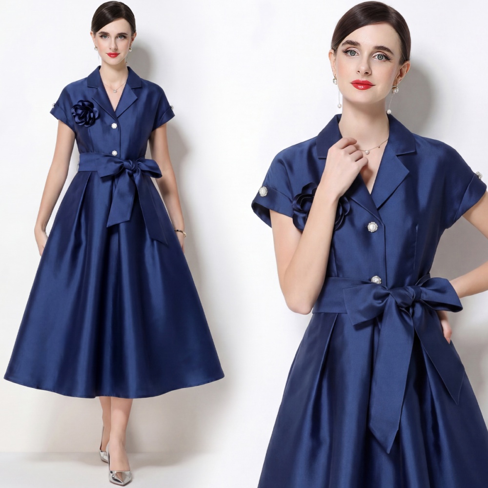 Flowers formal dress pinched waist business suit