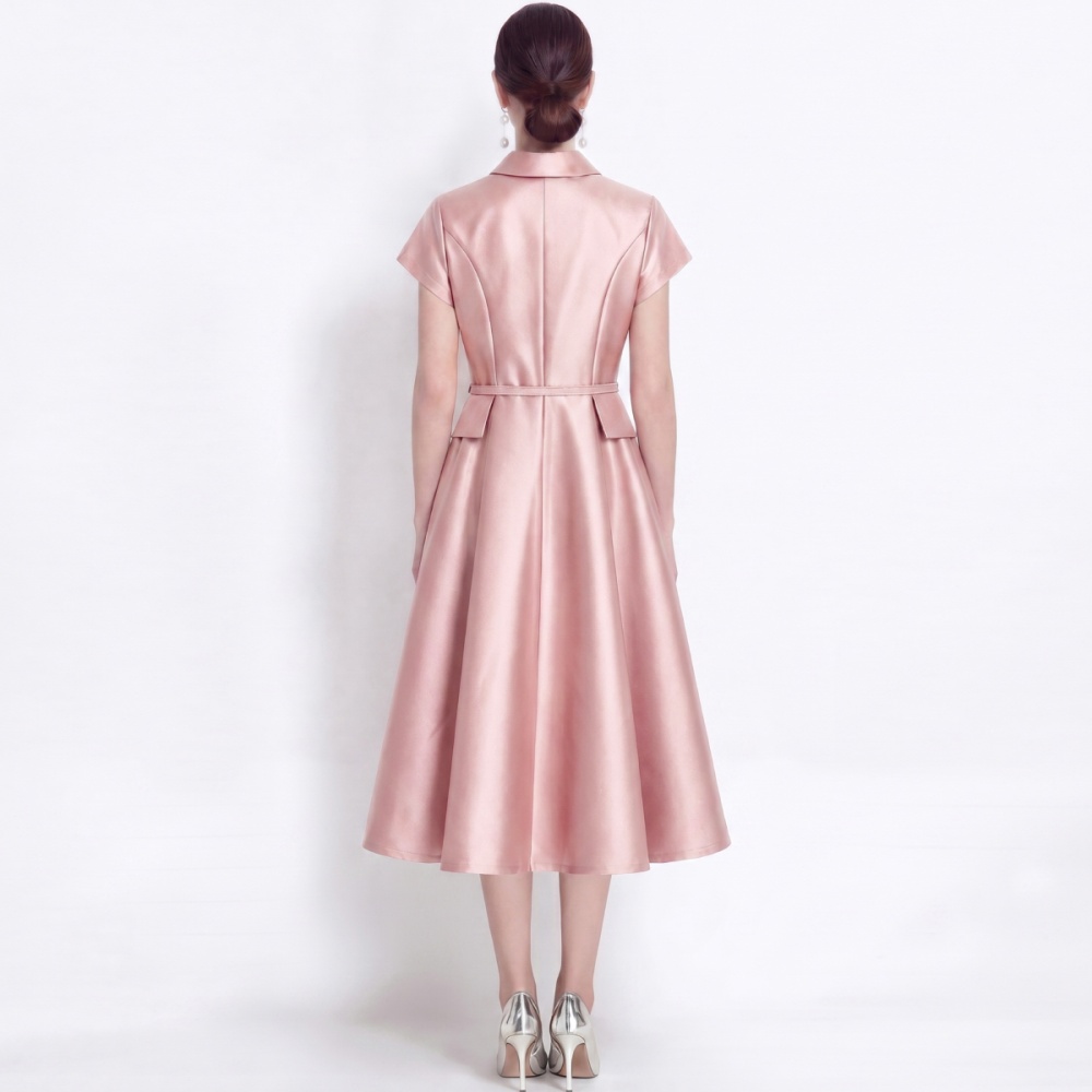 France style light luxury slim shirt with belt lapel dress