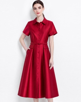 High waist slim shirt light luxury dress