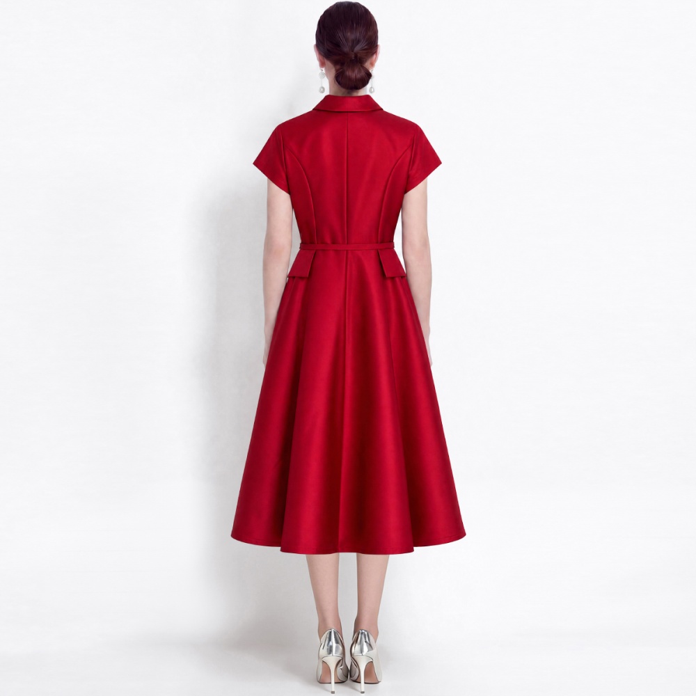 High waist slim shirt light luxury dress