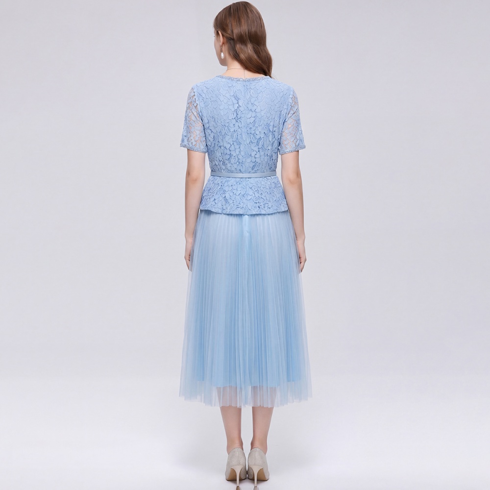 Round neck pleated short sleeve chanelstyle dress
