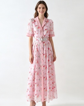 Lace summer retro dress short sleeve long business suit