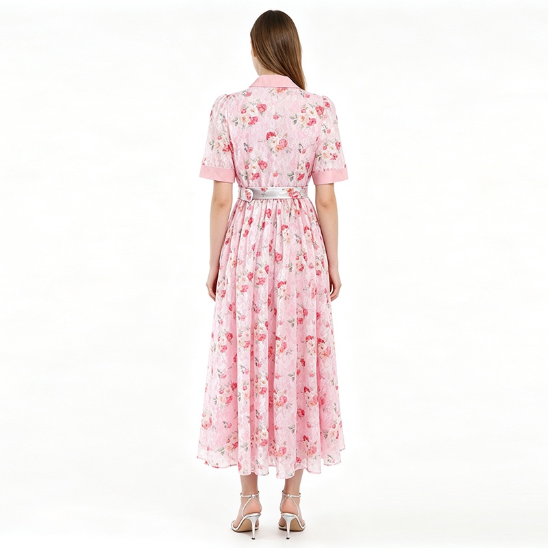 Lace summer retro dress short sleeve long business suit