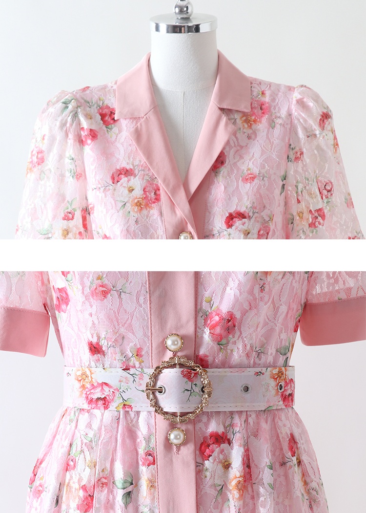 Lace summer retro dress short sleeve long business suit