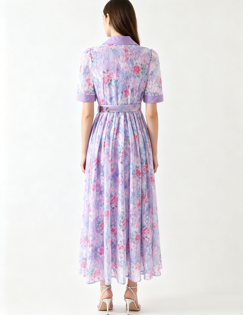 Long summer short sleeve dress retro lace business suit