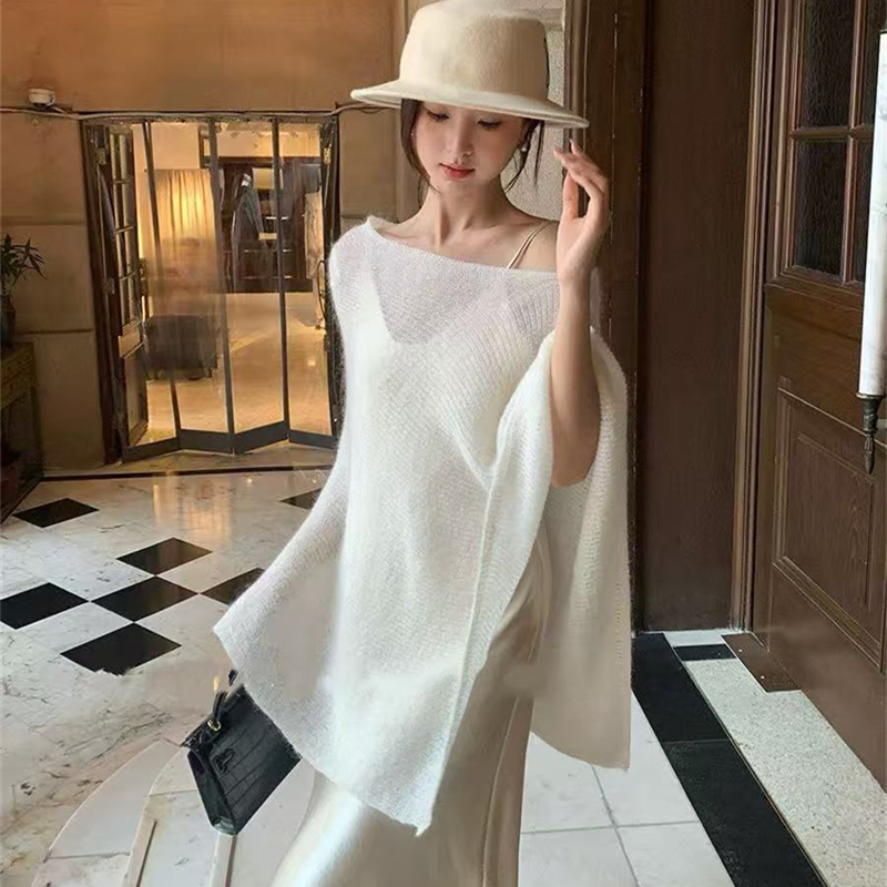 Thin retro sweater Korean style sleeveless cloak for women