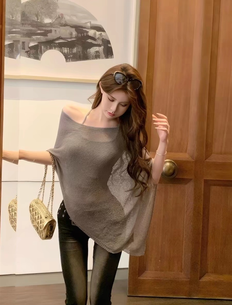 Thin retro sweater Korean style sleeveless cloak for women