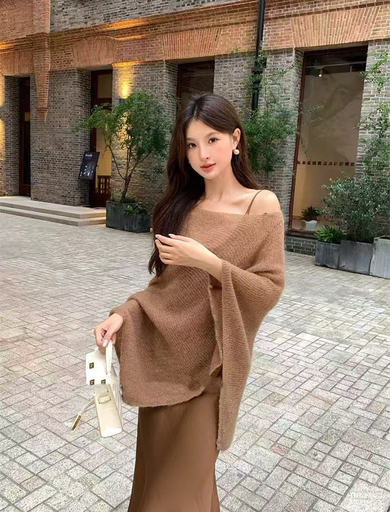 Thin retro sweater Korean style sleeveless cloak for women