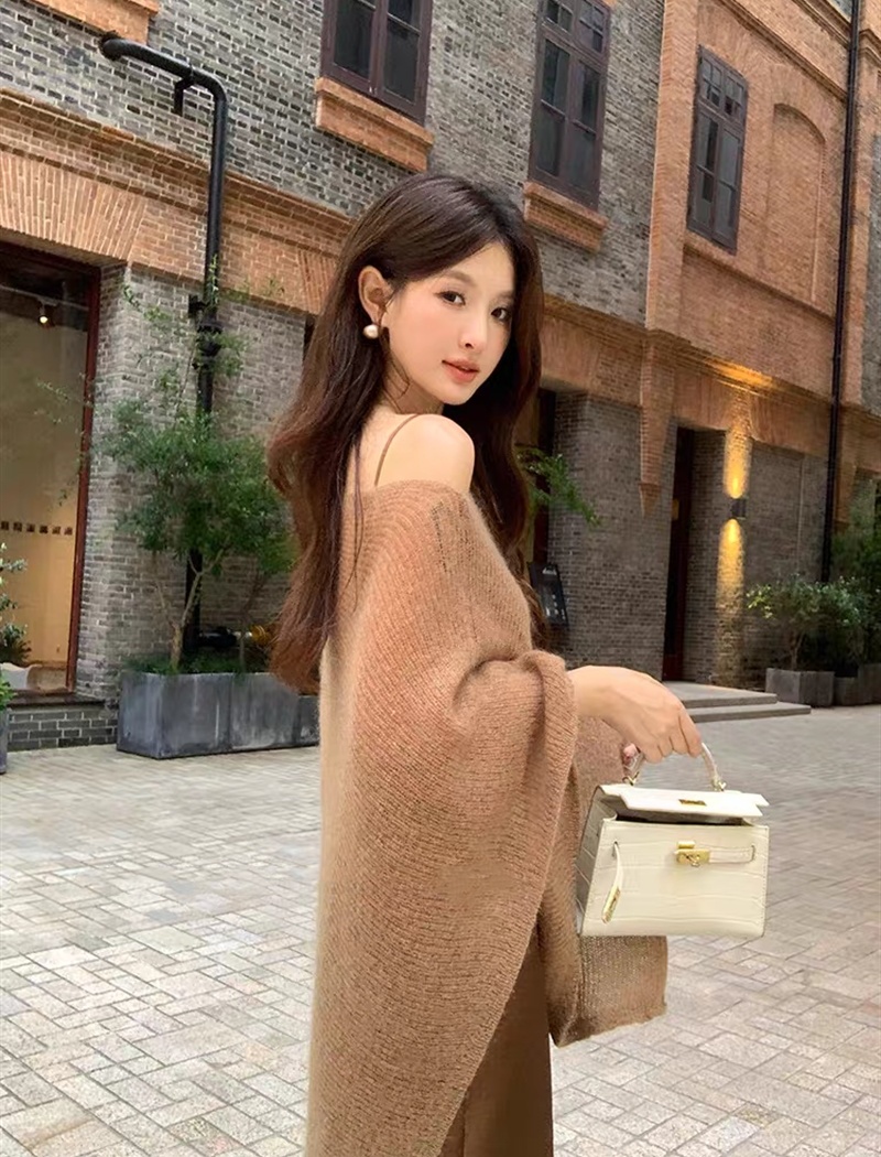 Thin retro sweater Korean style sleeveless cloak for women