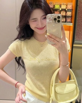 Korean style summer tops yellow T-shirt for women