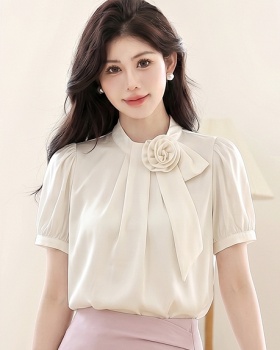 Rose stereoscopic commuting France style long sleeve tops
