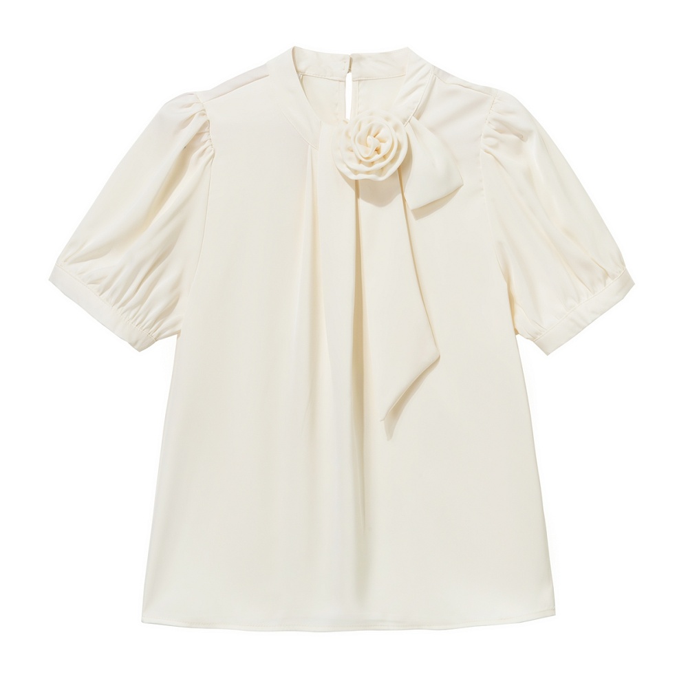 Rose stereoscopic commuting France style long sleeve tops