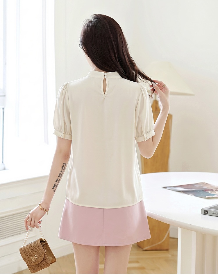 Rose stereoscopic commuting France style long sleeve tops