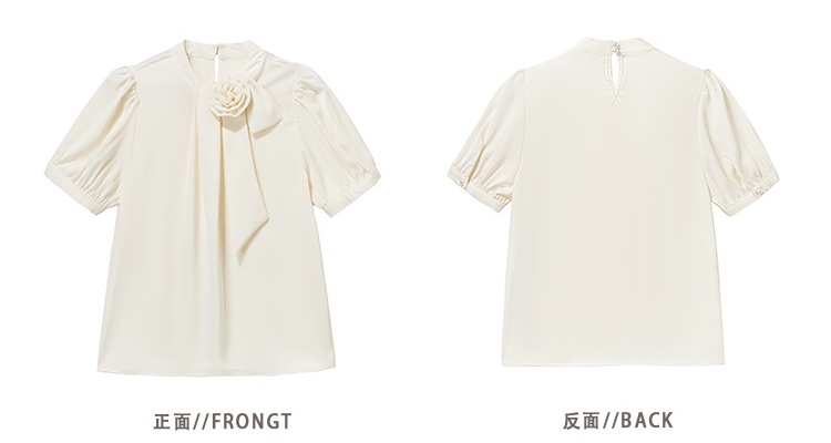 Rose stereoscopic commuting France style long sleeve tops