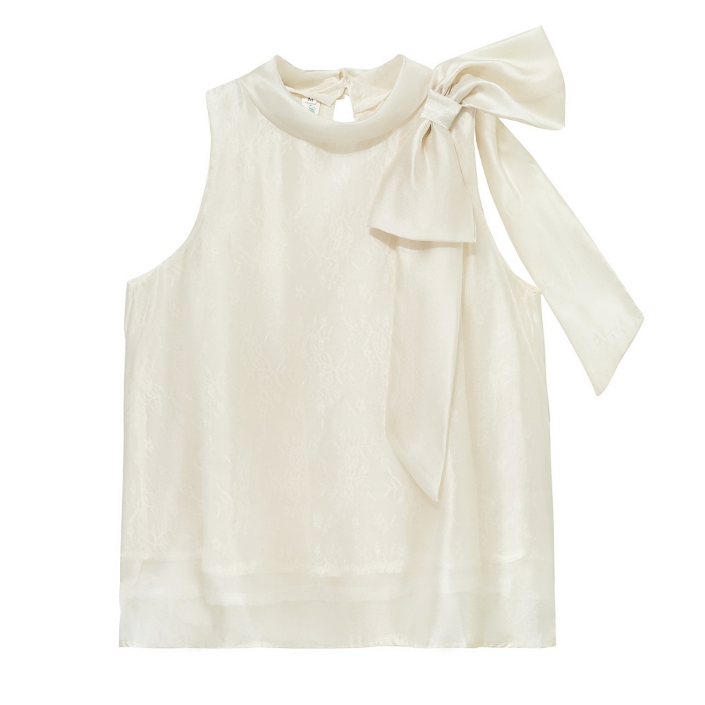 France style temperament bow tops lace sleeveless loose vest