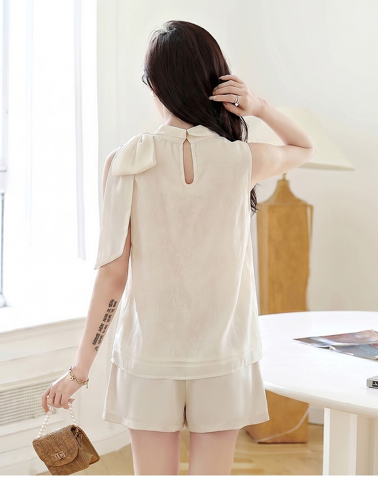 France style temperament bow tops lace sleeveless loose vest