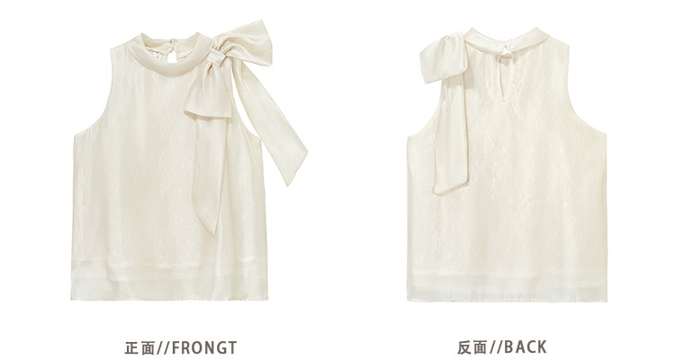 France style temperament bow tops lace sleeveless loose vest