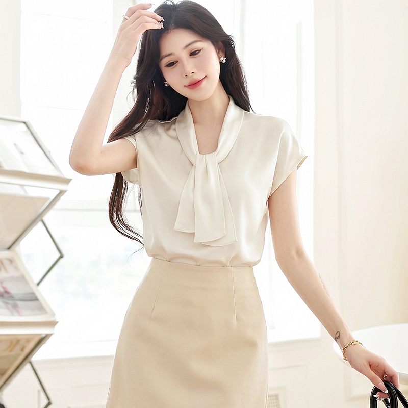 Temperament France style shirt summer satin tops for women