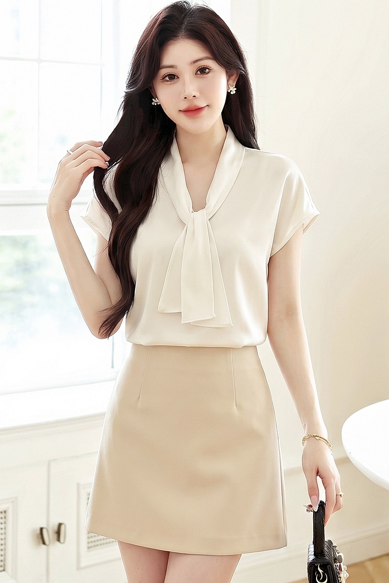 Temperament France style shirt summer satin tops for women