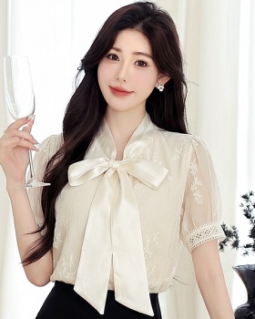 France style short sleeve shirt embroidered summer tops