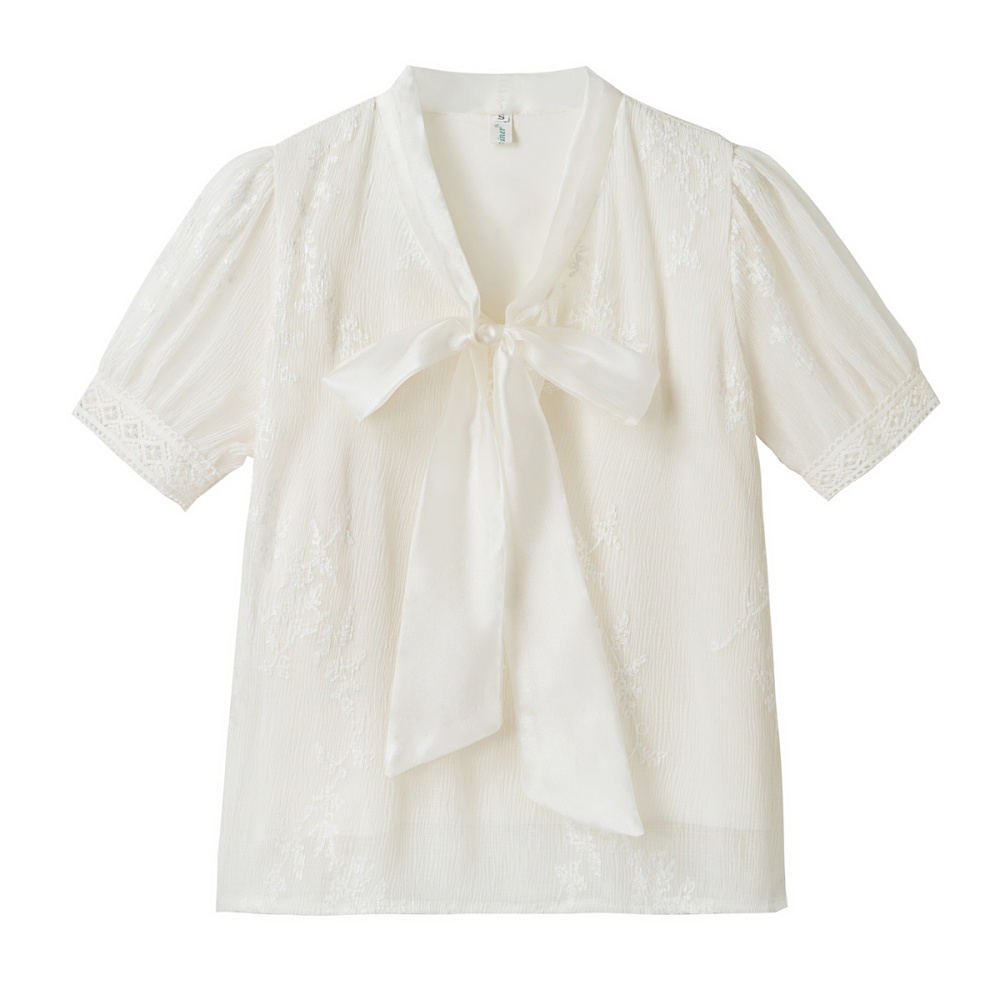 France style short sleeve shirt embroidered summer tops