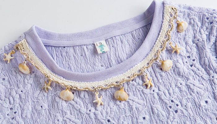 Hollow temperament summer T-shirt round neck shell tops