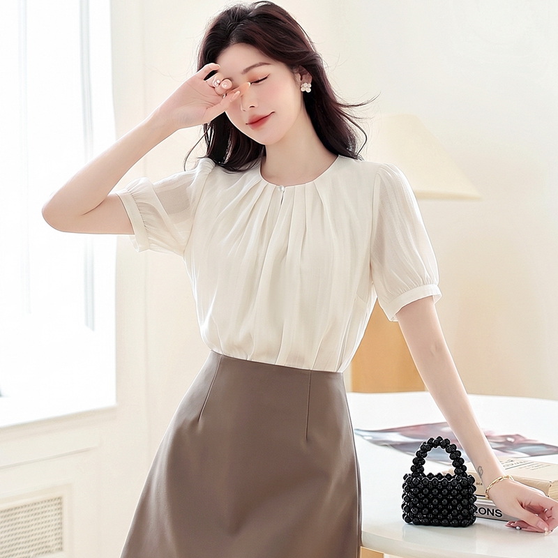 Unique summer tops loose round neck shirt for women