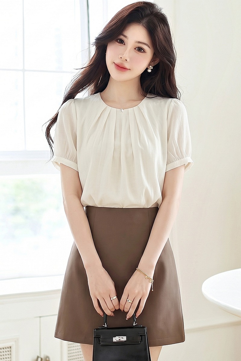Unique summer tops loose round neck shirt for women