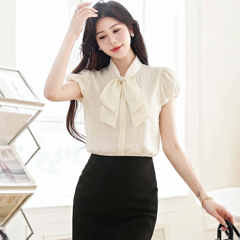 Summer short sleeve tops pearl shirt for women