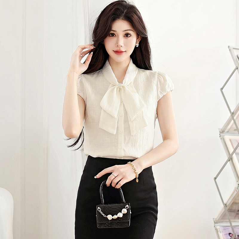 Summer short sleeve tops pearl shirt for women