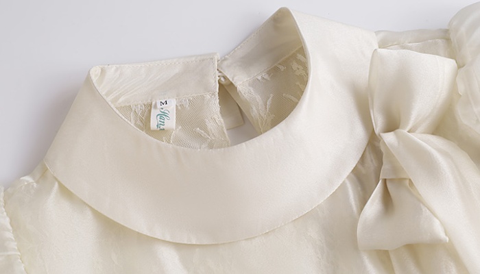 Summer apricot chiffon shirt bow sweet tops for women