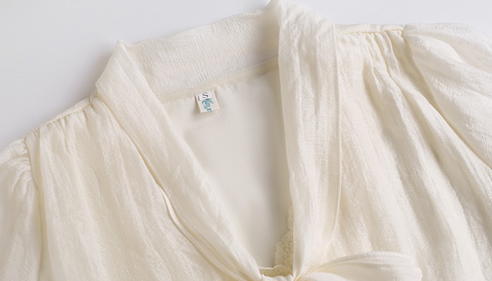 Short sleeve all-match tops lace unique chiffon shirt for women