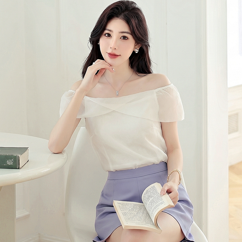 Gauze Korean style heart summer tops for women