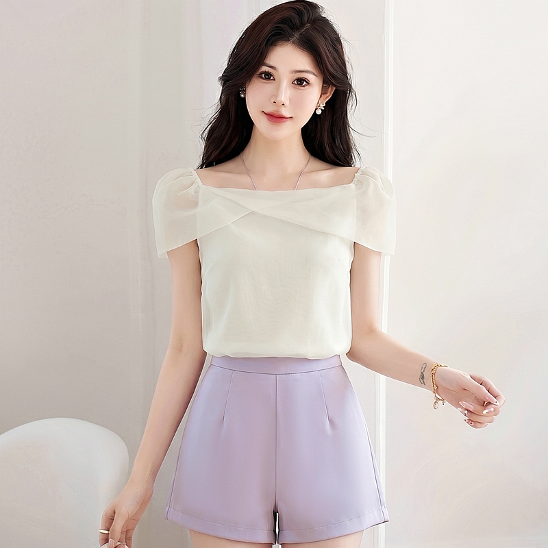 Gauze Korean style heart summer tops for women
