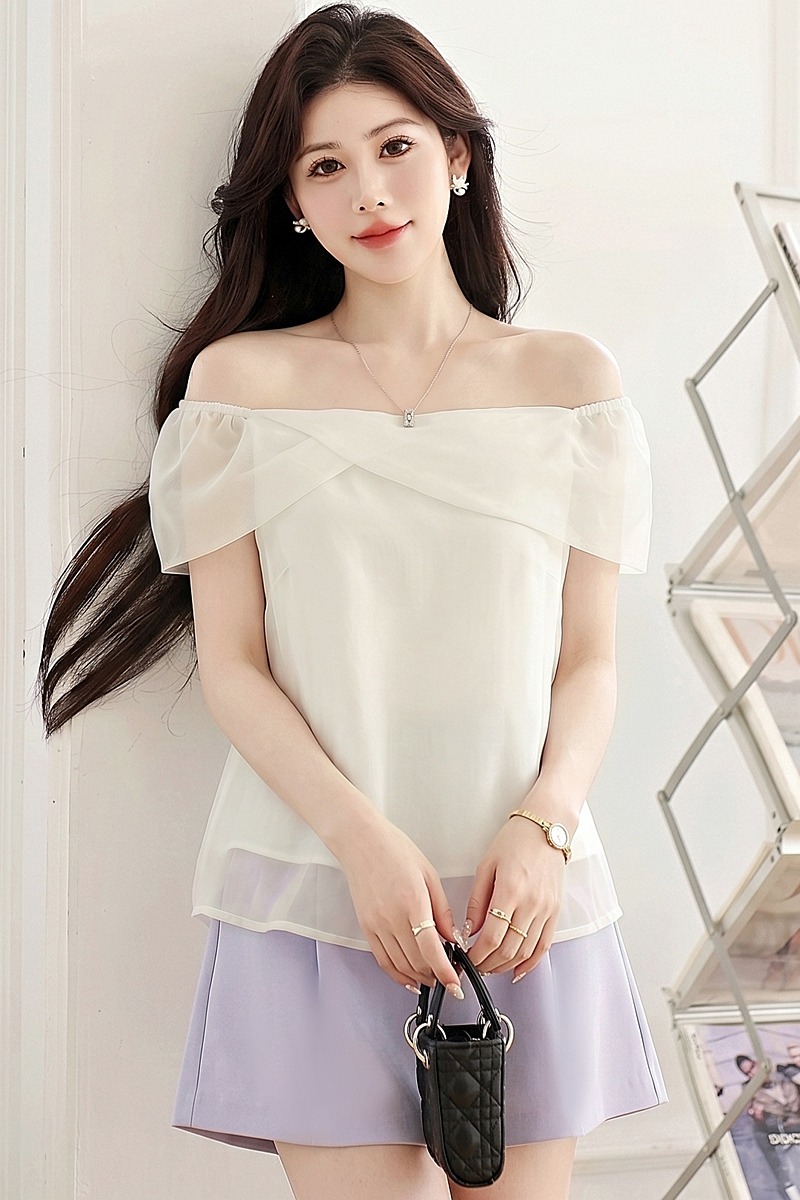 Gauze Korean style heart summer tops for women