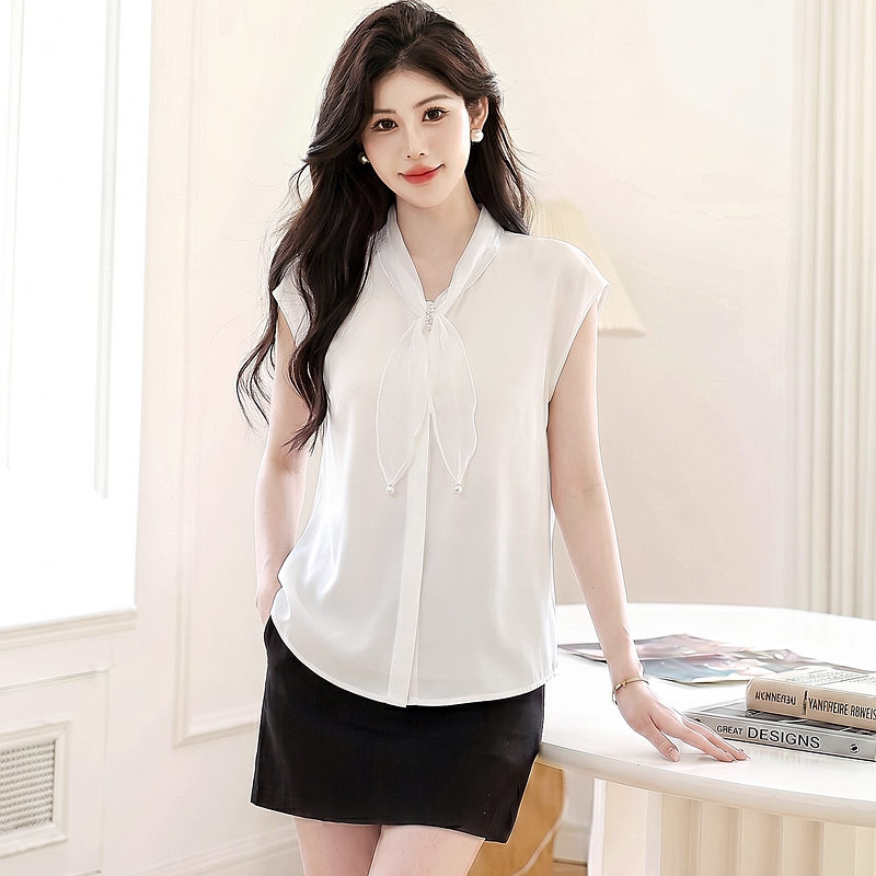 Chiffon summer short sleeve temperament splice shirt