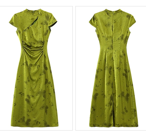 Chinese style satin dress summer was white cheongsam for women