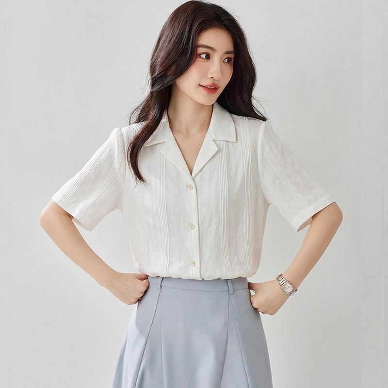 Western style all-match shirt commuting loose tops for women