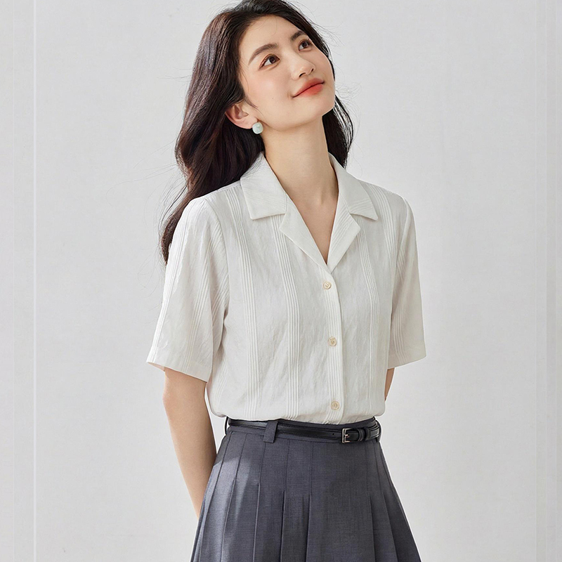 Western style all-match shirt commuting loose tops for women