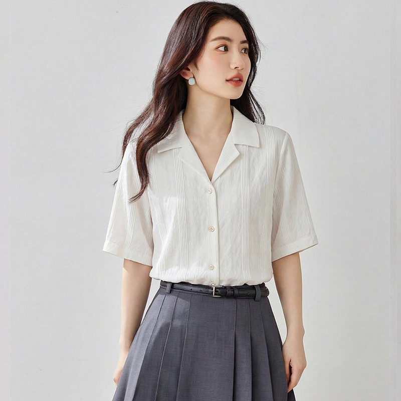 Western style all-match shirt commuting loose tops for women
