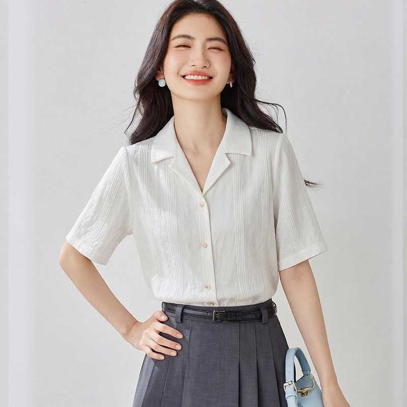 Western style all-match shirt commuting loose tops for women
