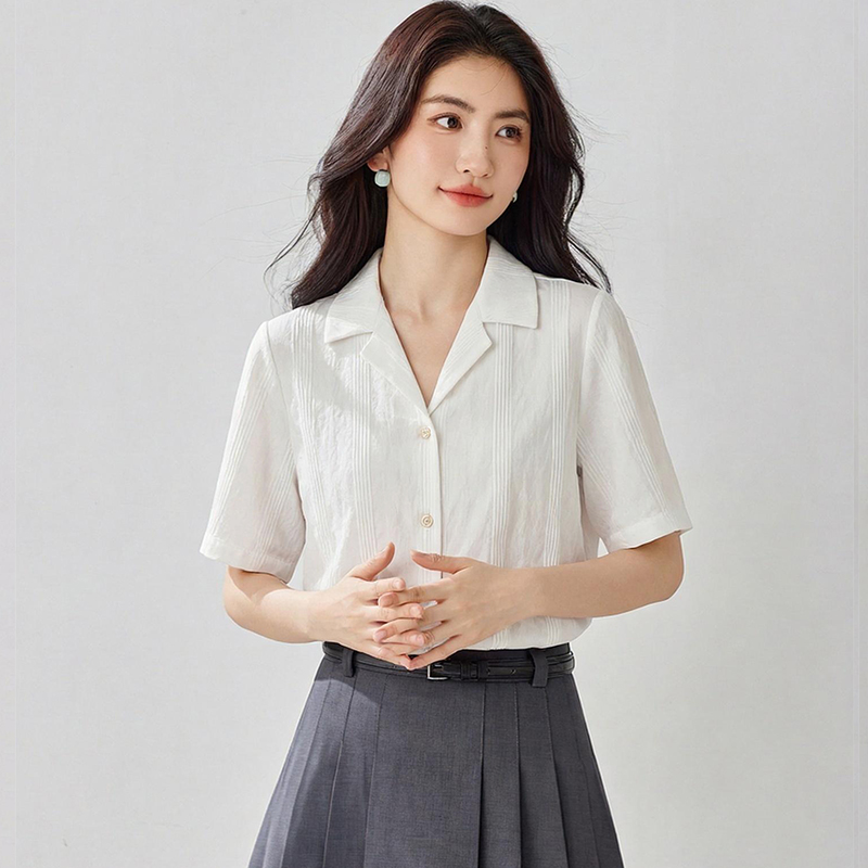 Western style all-match shirt commuting loose tops for women